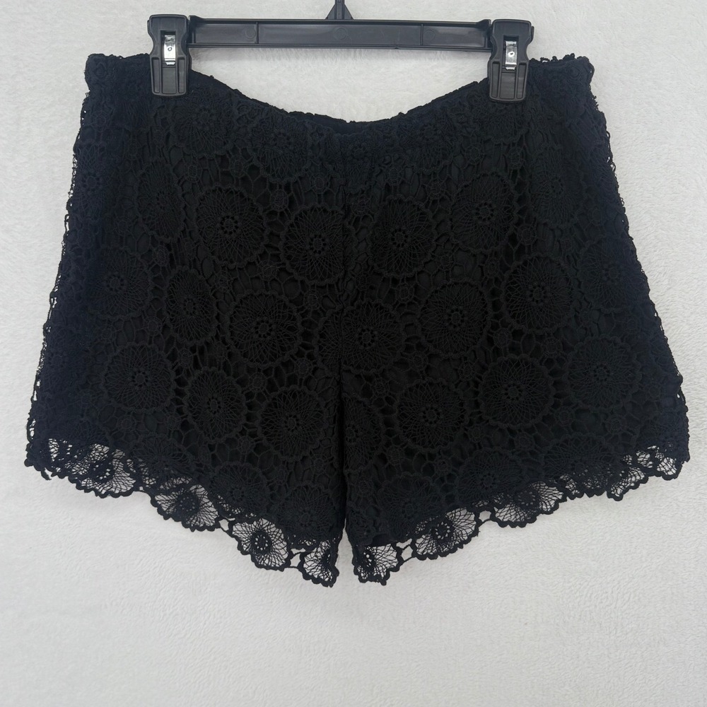 Mud Pie Mallory Medallion Crochet Shorts Womens Small Black Lace Boho Beach NWT